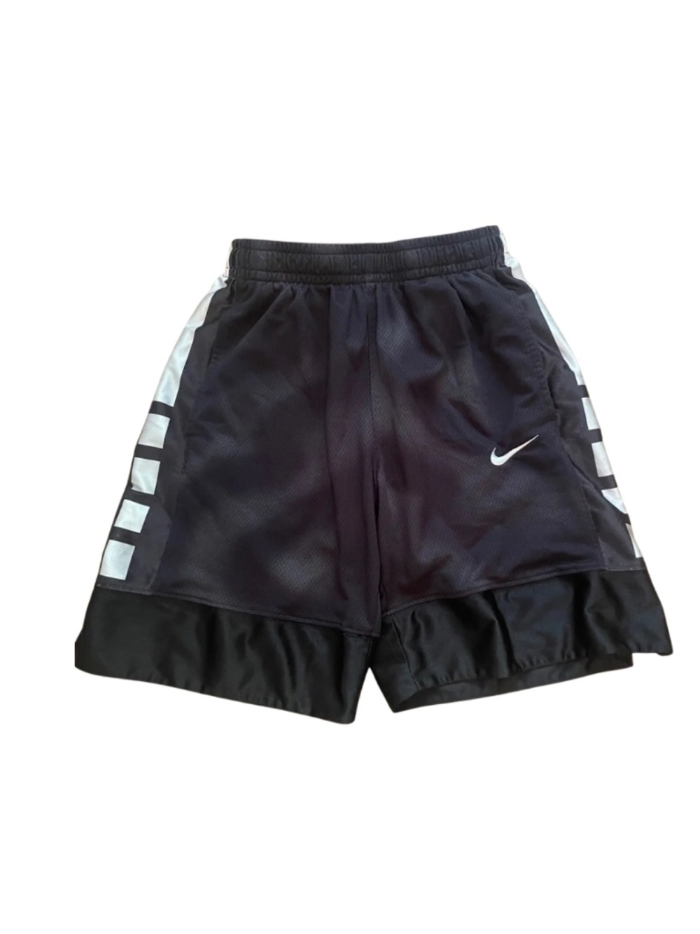 Nike Black with White Athletic Activewear Workout Running  Shorts Med Boys #0055